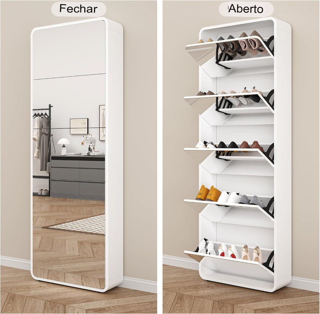 Closet Secreto Élysée™ Espelho Inteligente com Sapateira Oculta MDF
