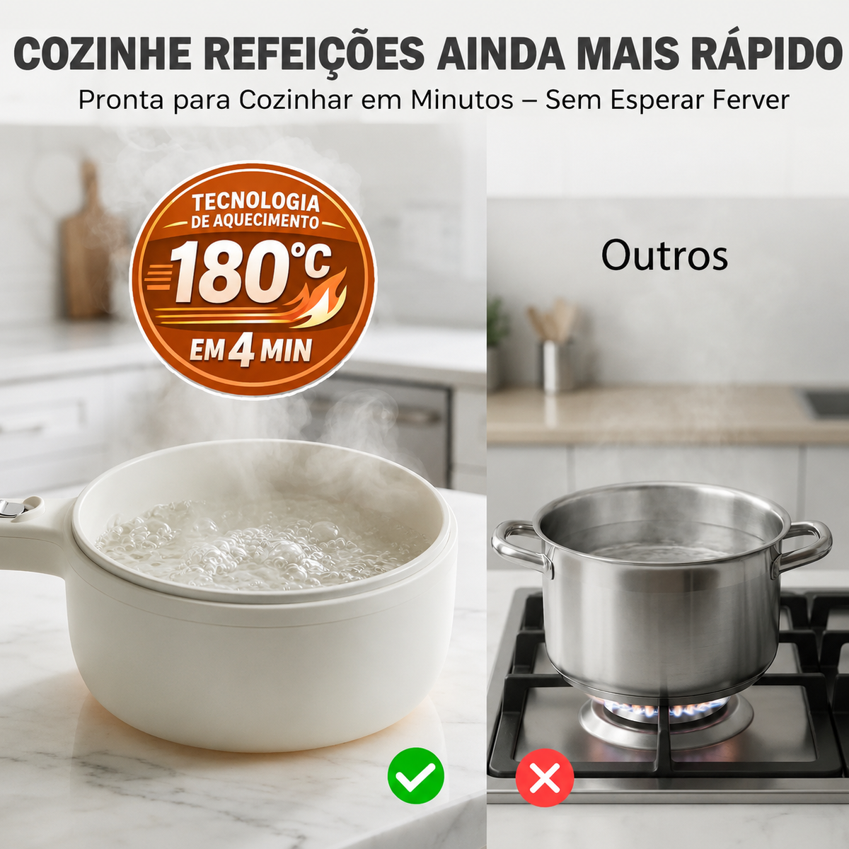 Panela Elétrica Multifuncional 2.5L Antiaderente ChefPot Pro para Cozinhar, Fritar e Cozinhar no Vapor