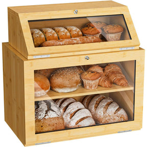 Caixa Organizadora de Pão Premium em Bambu 2 Andares | BreadBox Organiza™