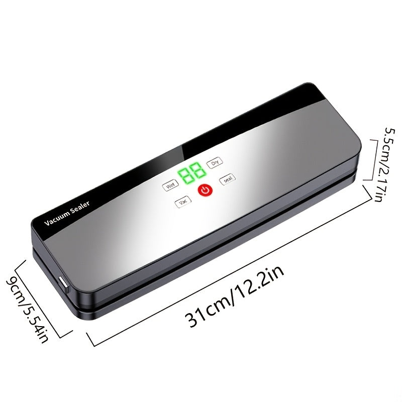 Seladora de Alimentos Automática, Máquina de Embalagem a Vácuo Portátil Multifuncional, Recarregável via USB, Inclui 10 Sacos, Selagem Duradoura para Manter a Frescura, Ideal para Cozinha e Piqueniques ao Ar Livre, Bateria de 2000mAh para Maior Autonomia,
