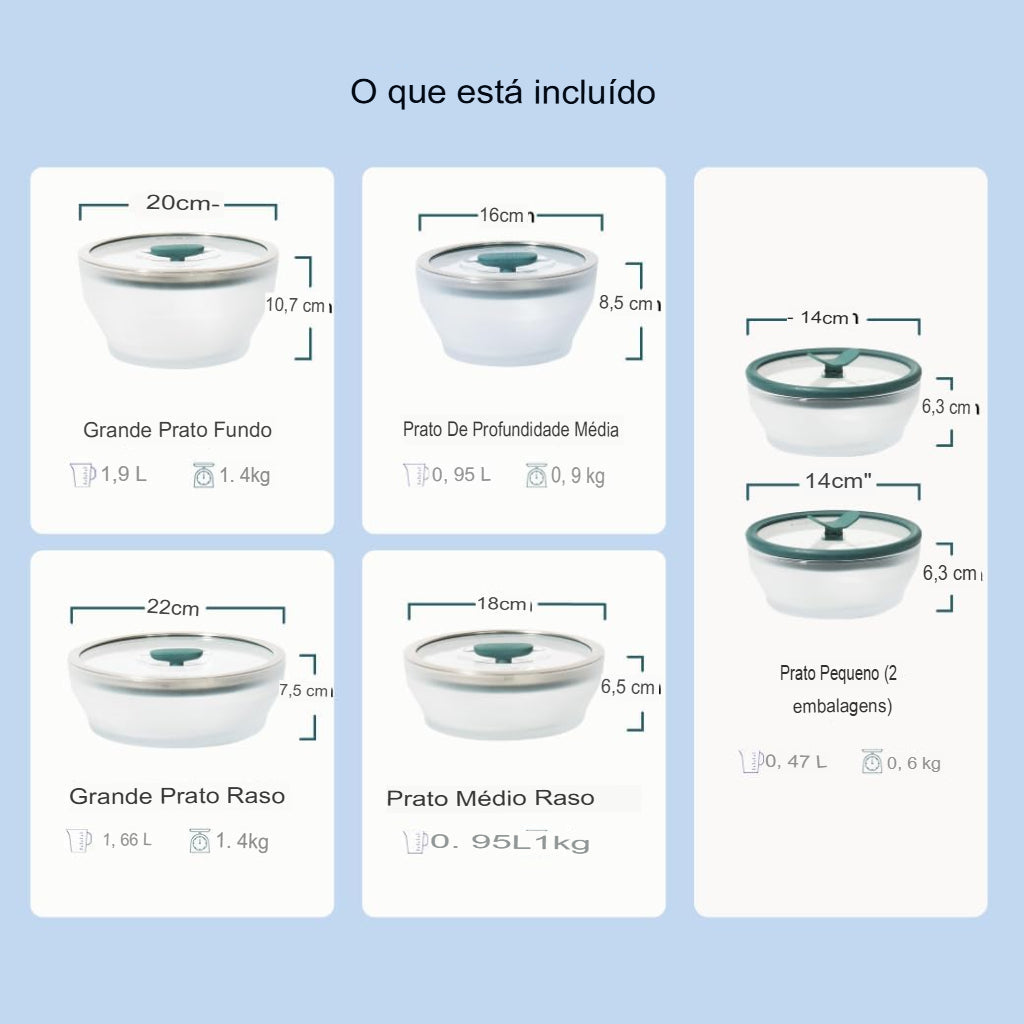 Kit 7 Peças Panela para Micro-ondas MicroChef™ Hermética e Multifuncional