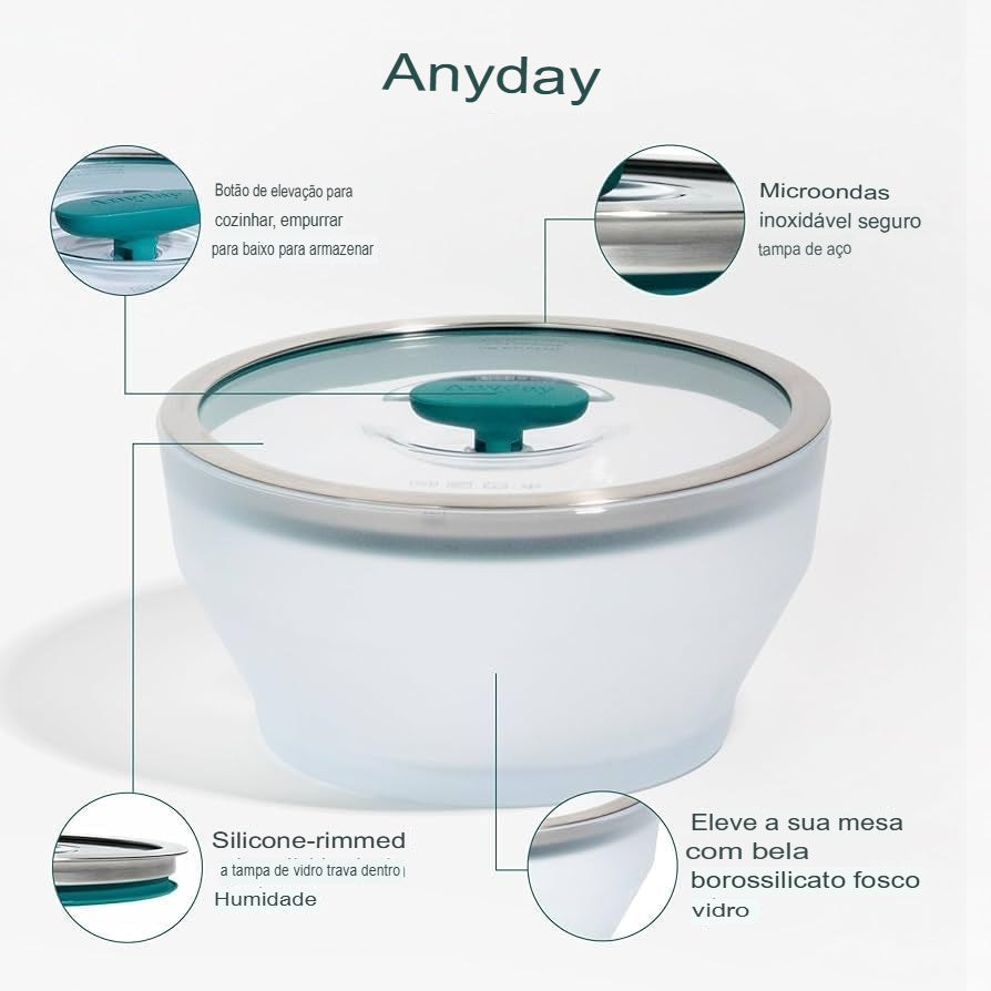 Kit 7 Peças Panela para Micro-ondas MicroChef™ Hermética e Multifuncional