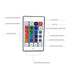 Luminária de Mesa LED RGB com Controle - 13 Cores