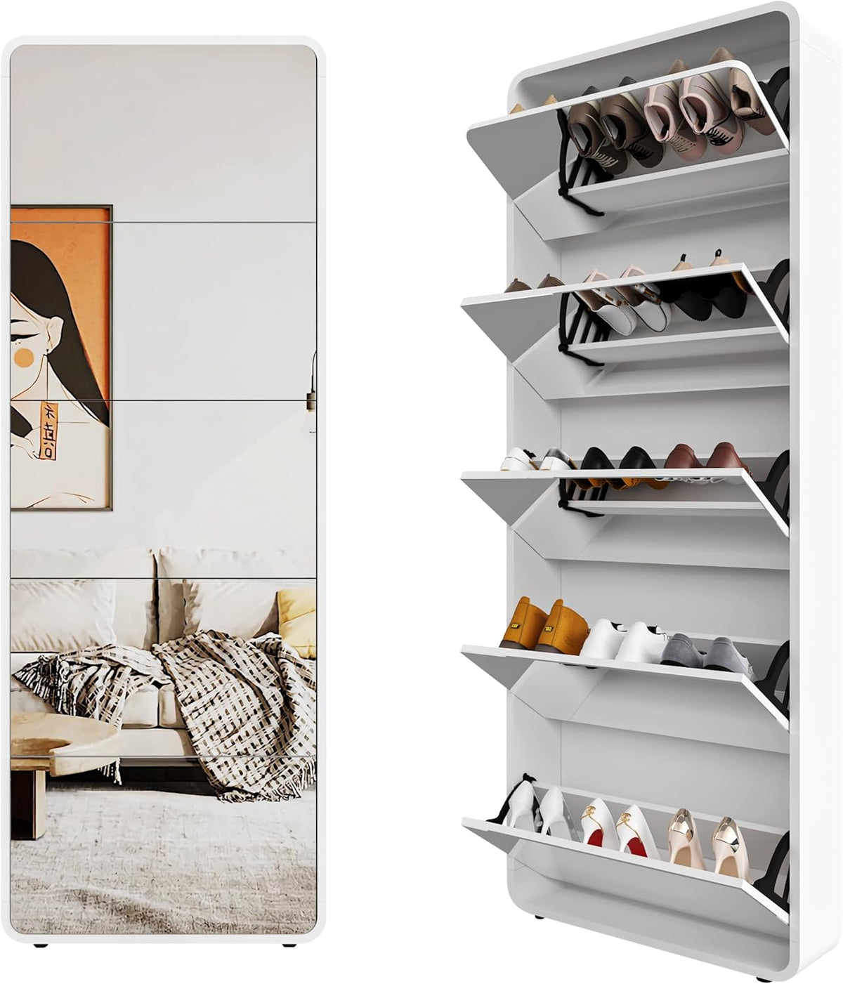 Closet Secreto Élysée™ Espelho Inteligente com Sapateira Oculta MDF