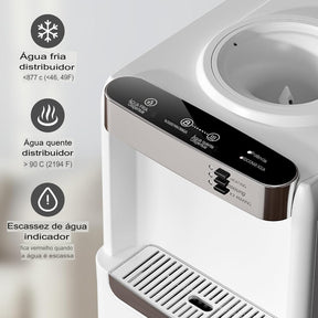 Dispenser com Máquina de Gelo AquaIce Pro™ 3 em 1 – Água Quente, Fria e Gelo Automático para Casa e Escritório