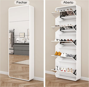 Closet Secreto Élysée™ Espelho Inteligente com Sapateira Oculta MDF