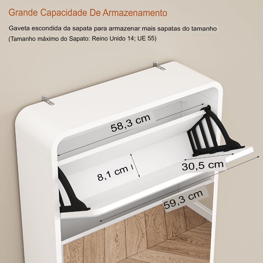 Closet Secreto Élysée™ Espelho Inteligente com Sapateira Oculta MDF