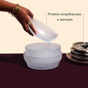 Kit 7 Peças Panela para Micro-ondas MicroChef™ Hermética e Multifuncional