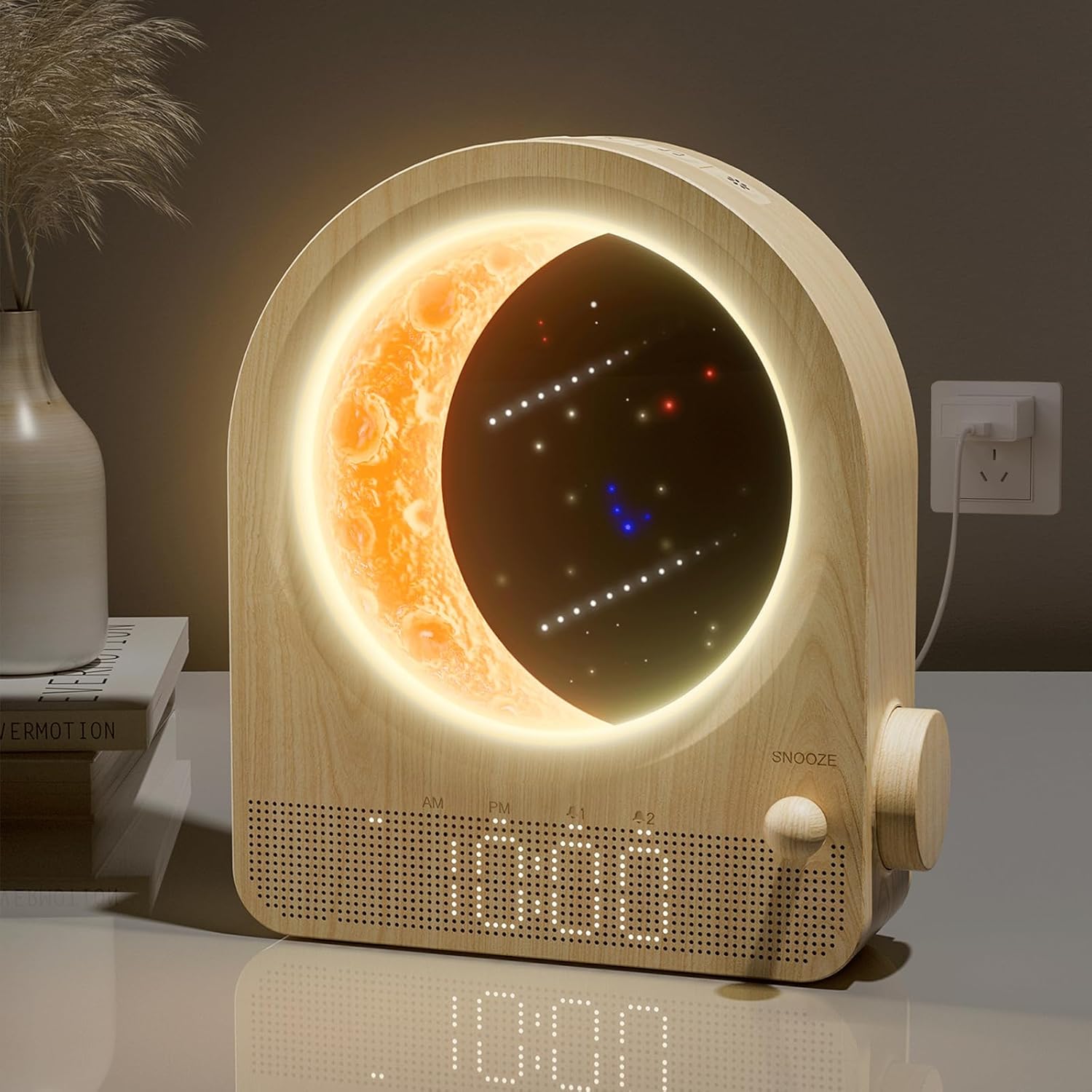 Lunari™ Glow | Despertador Lunar com Luz Ambiente LED e Simulador do Nascer do Sol