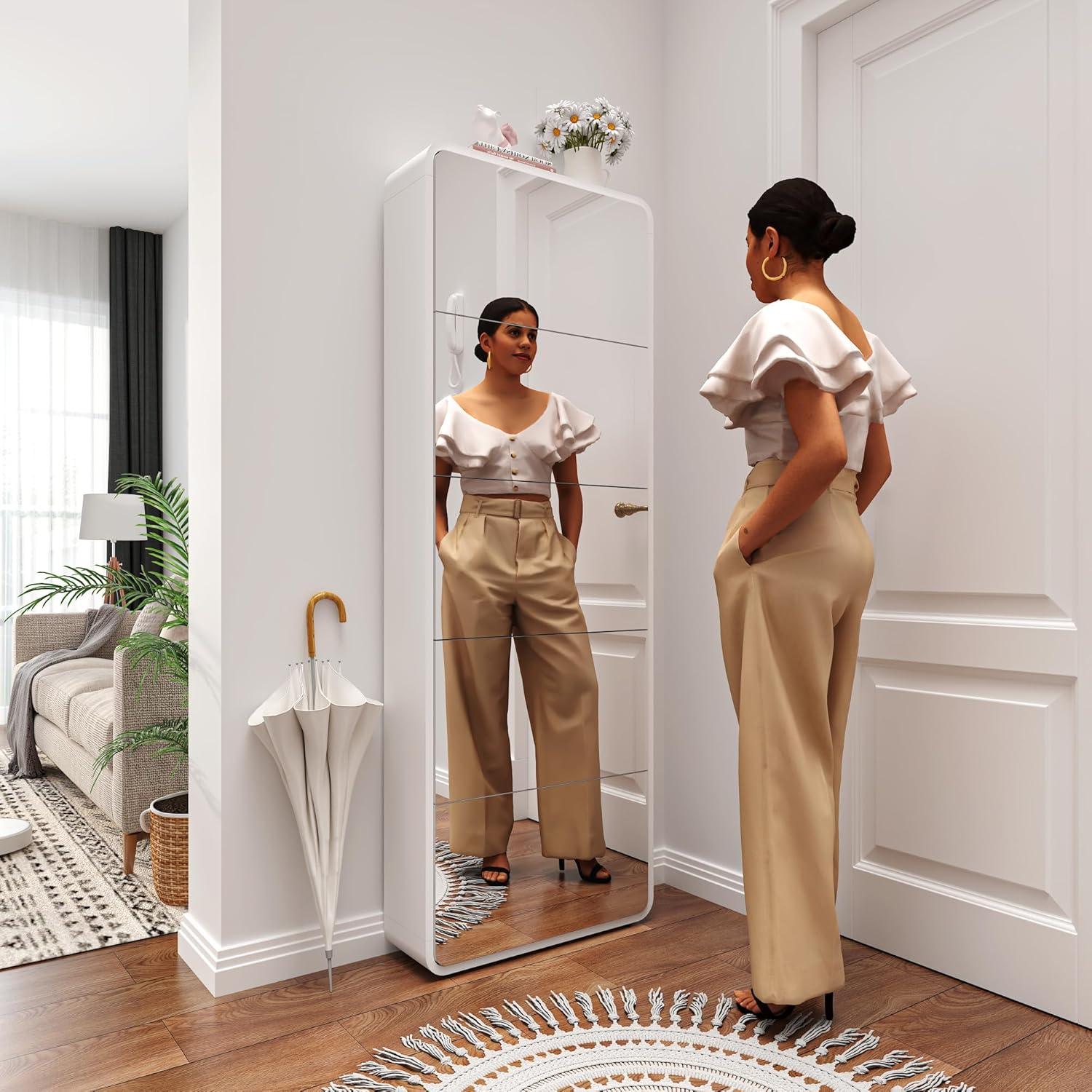 Closet Secreto Élysée™ Espelho Inteligente com Sapateira Oculta MDF