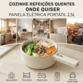 Panela Elétrica Multifuncional 2.5L Antiaderente ChefPot Pro para Cozinhar, Fritar e Cozinhar no Vapor