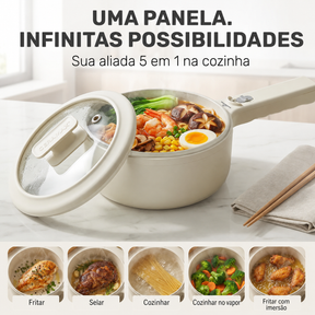 Panela Elétrica Multifuncional 2.5L Antiaderente ChefPot Pro para Cozinhar, Fritar e Cozinhar no Vapor