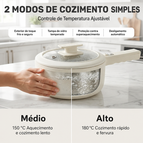 Panela Elétrica Multifuncional 2.5L Antiaderente ChefPot Pro para Cozinhar, Fritar e Cozinhar no Vapor