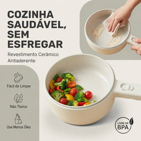 Panela Elétrica Multifuncional 2.5L Antiaderente ChefPot Pro para Cozinhar, Fritar e Cozinhar no Vapor