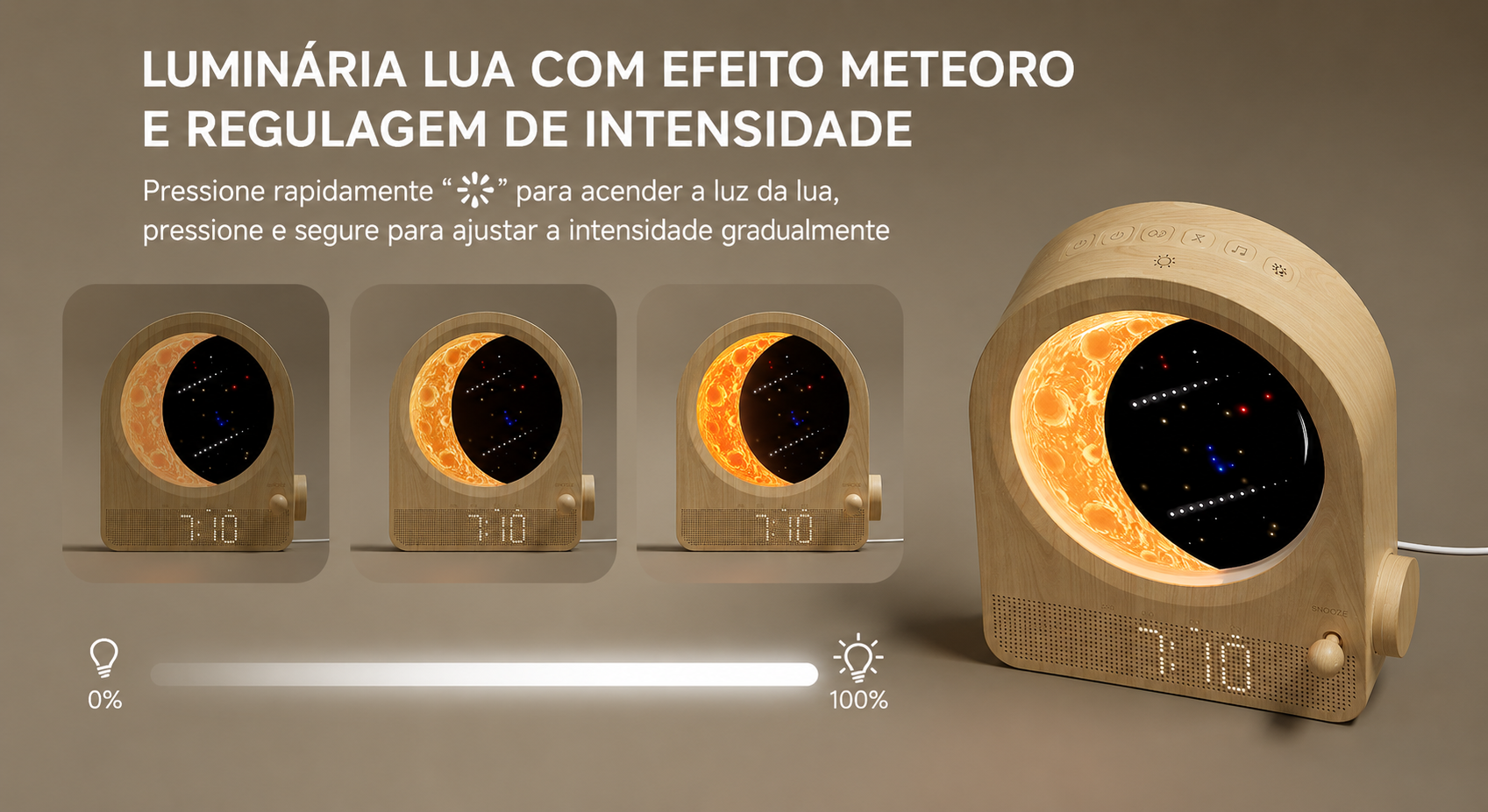 Lunari™ Glow | Despertador Lunar com Luz Ambiente LED e Simulador do Nascer do Sol