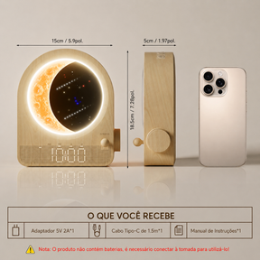 Lunari™ Glow | Despertador Lunar com Luz Ambiente LED e Simulador do Nascer do Sol
