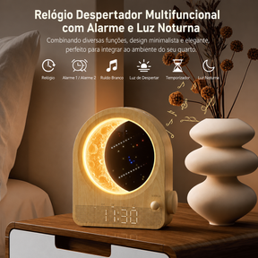 Lunari™ Glow | Despertador Lunar com Luz Ambiente LED e Simulador do Nascer do Sol