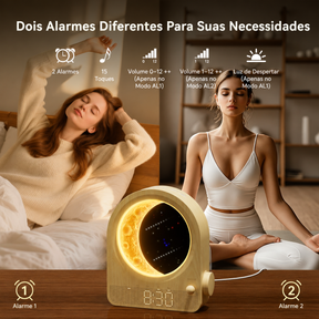 Lunari™ Glow | Despertador Lunar com Luz Ambiente LED e Simulador do Nascer do Sol