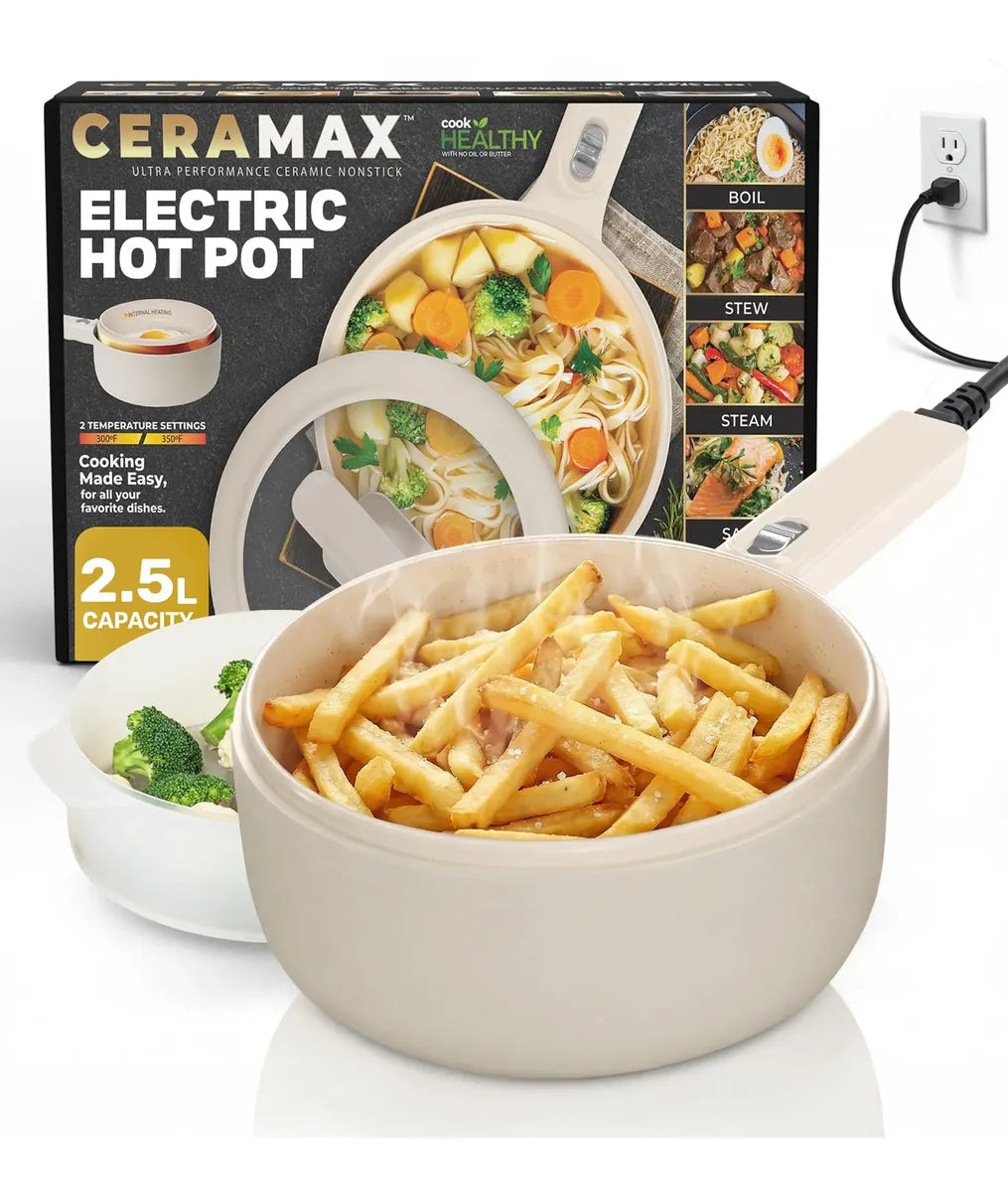 Panela Elétrica Multifuncional 2.5L Antiaderente ChefPot Pro para Cozinhar, Fritar e Cozinhar no Vapor