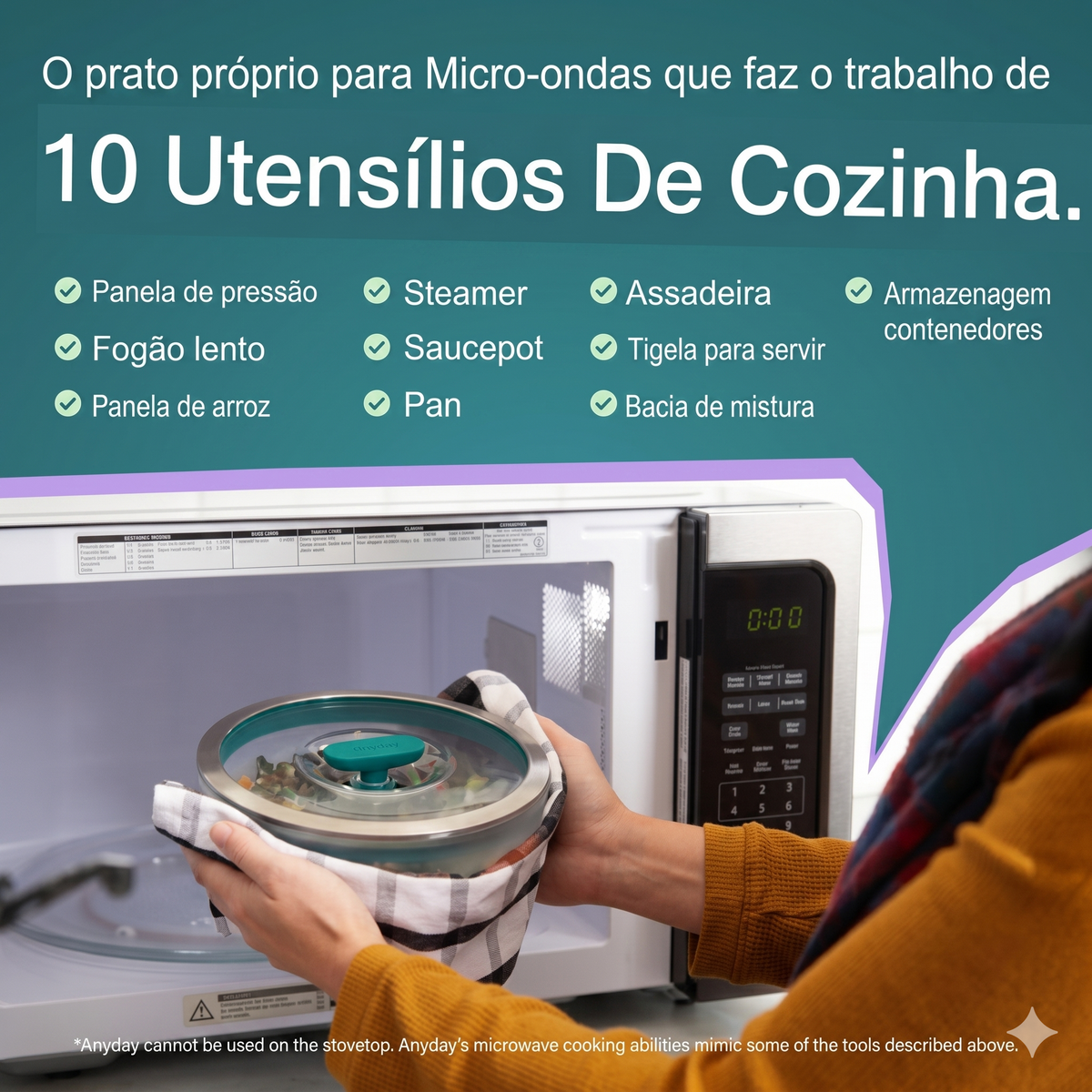 Kit 7 Peças Panela para Micro-ondas MicroChef™ Hermética e Multifuncional