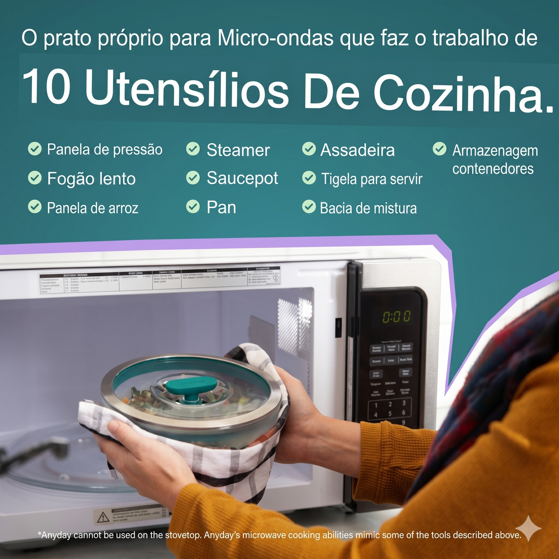 Kit 7 Peças Panela para Micro-ondas MicroChef™ Hermética e Multifuncional