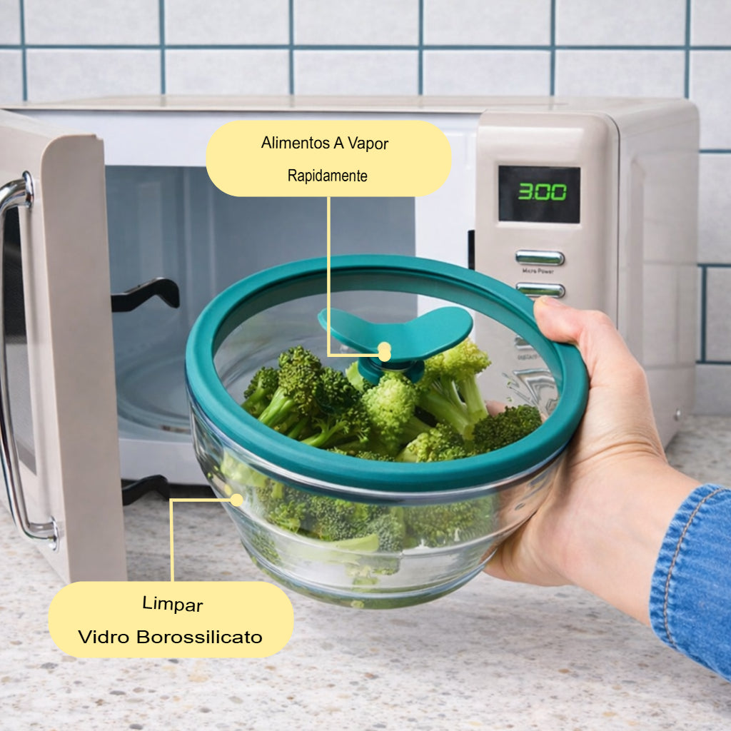 Kit 7 Peças Panela para Micro-ondas MicroChef™ Hermética e Multifuncional