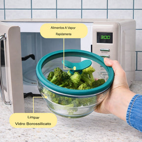Kit 7 Peças Panela para Micro-ondas MicroChef™ Hermética e Multifuncional
