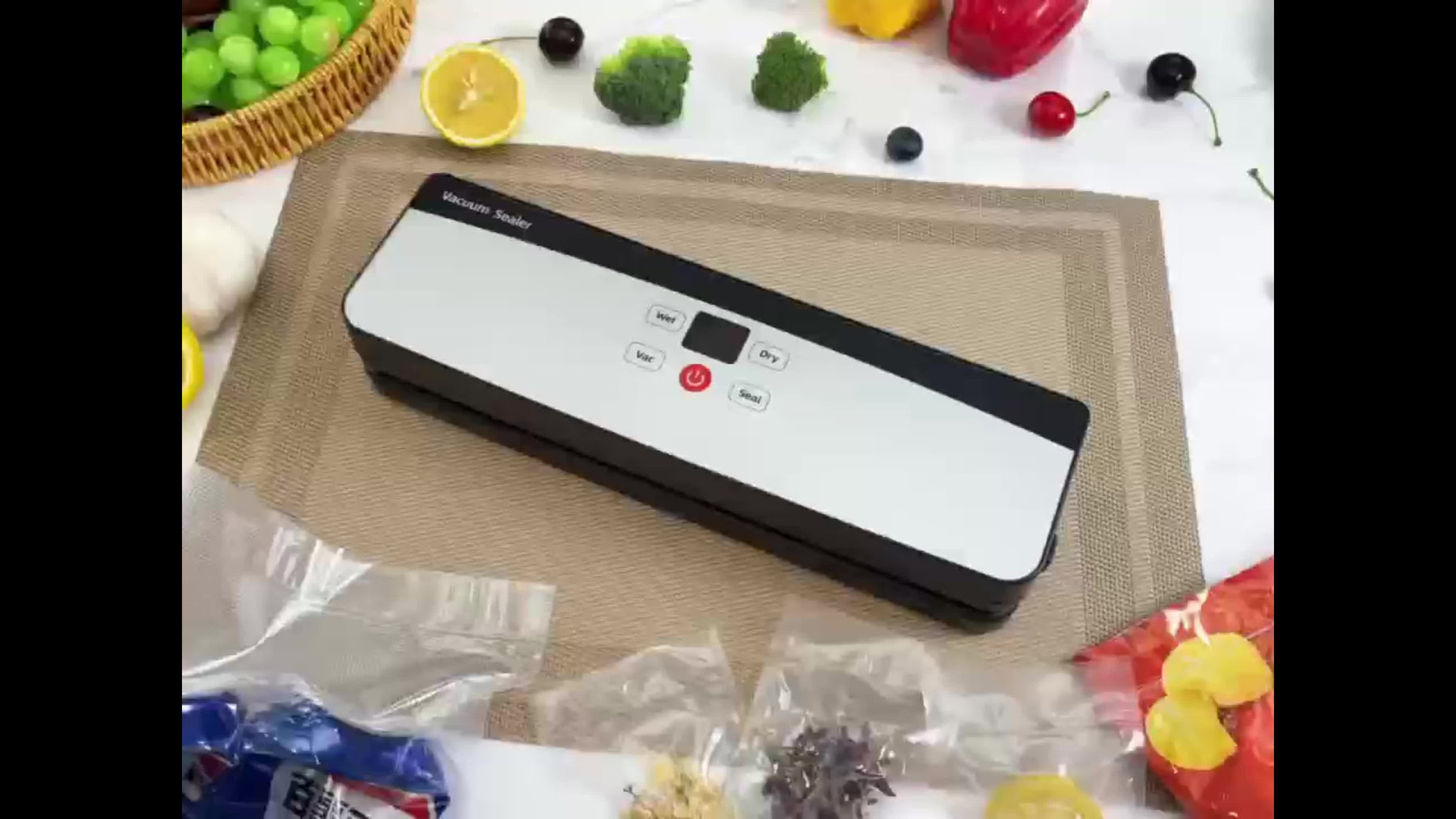 Seladora de Alimentos Automática, Máquina de Embalagem a Vácuo Portátil Multifuncional, Recarregável via USB, Inclui 10 Sacos, Selagem Duradoura para Manter a Frescura, Ideal para Cozinha e Piqueniques ao Ar Livre, Bateria de 2000mAh para Maior Autonomia,