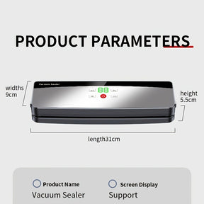 Seladora de Alimentos Automática, Máquina de Embalagem a Vácuo Portátil Multifuncional, Recarregável via USB, Inclui 10 Sacos, Selagem Duradoura para Manter a Frescura, Ideal para Cozinha e Piqueniques ao Ar Livre, Bateria de 2000mAh para Maior Autonomia,